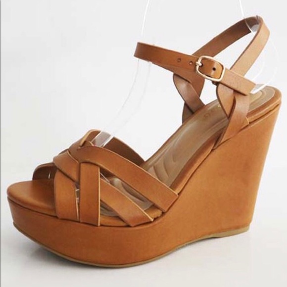 Tan Platform Wedge Sandals - Picture 3 of 8